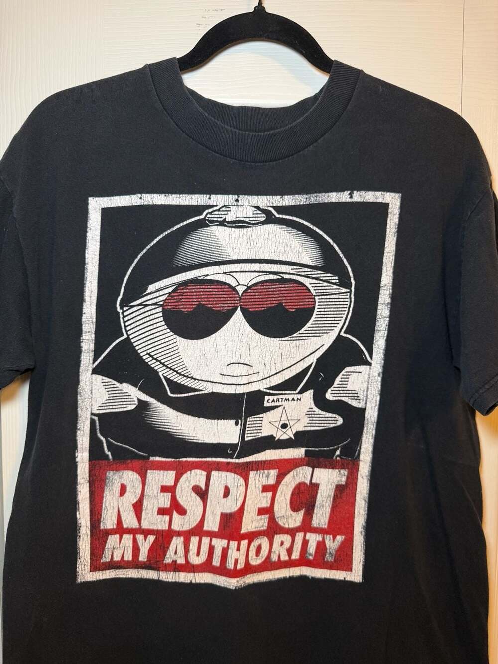 Alstyle South Park Cartman Respect My Authority Black Graphic T-Shirt S